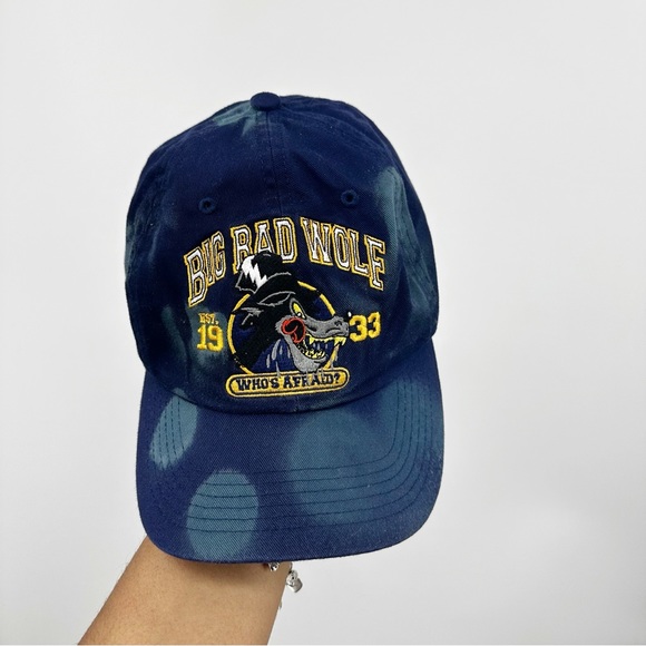 Disney Store Big Bad Wolf Custom Bleach Splatter Dad Hat OS - Picture 1 of 8